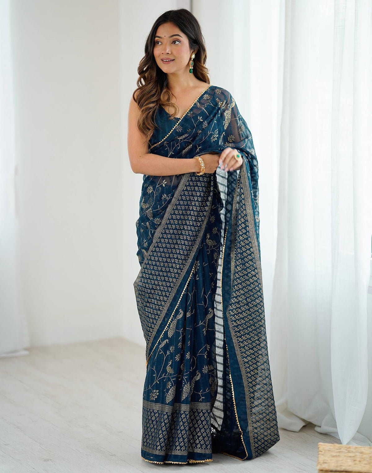 Vasthrlay Ethnic Red Saree with decorative traditional design