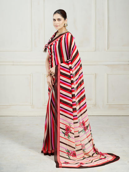 Vasthrlay Georgette Classic Saree with decorative traditional design