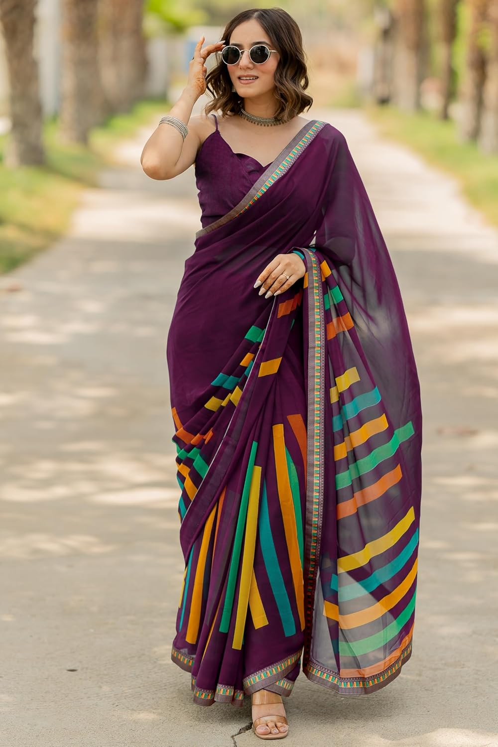 Vasthrlay Green Ethnic Wear with elegant georgette styling