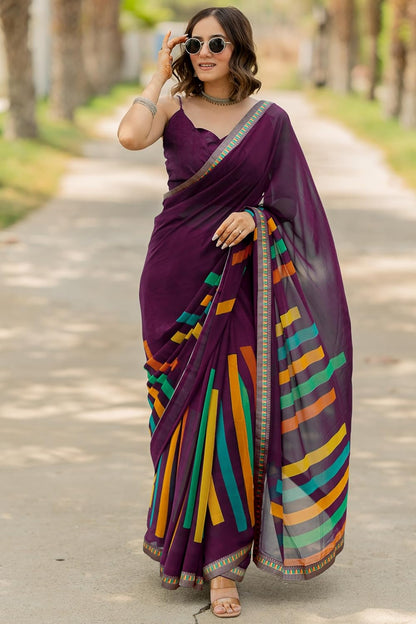 Vasthrlay Green Ethnic Wear with elegant georgette styling