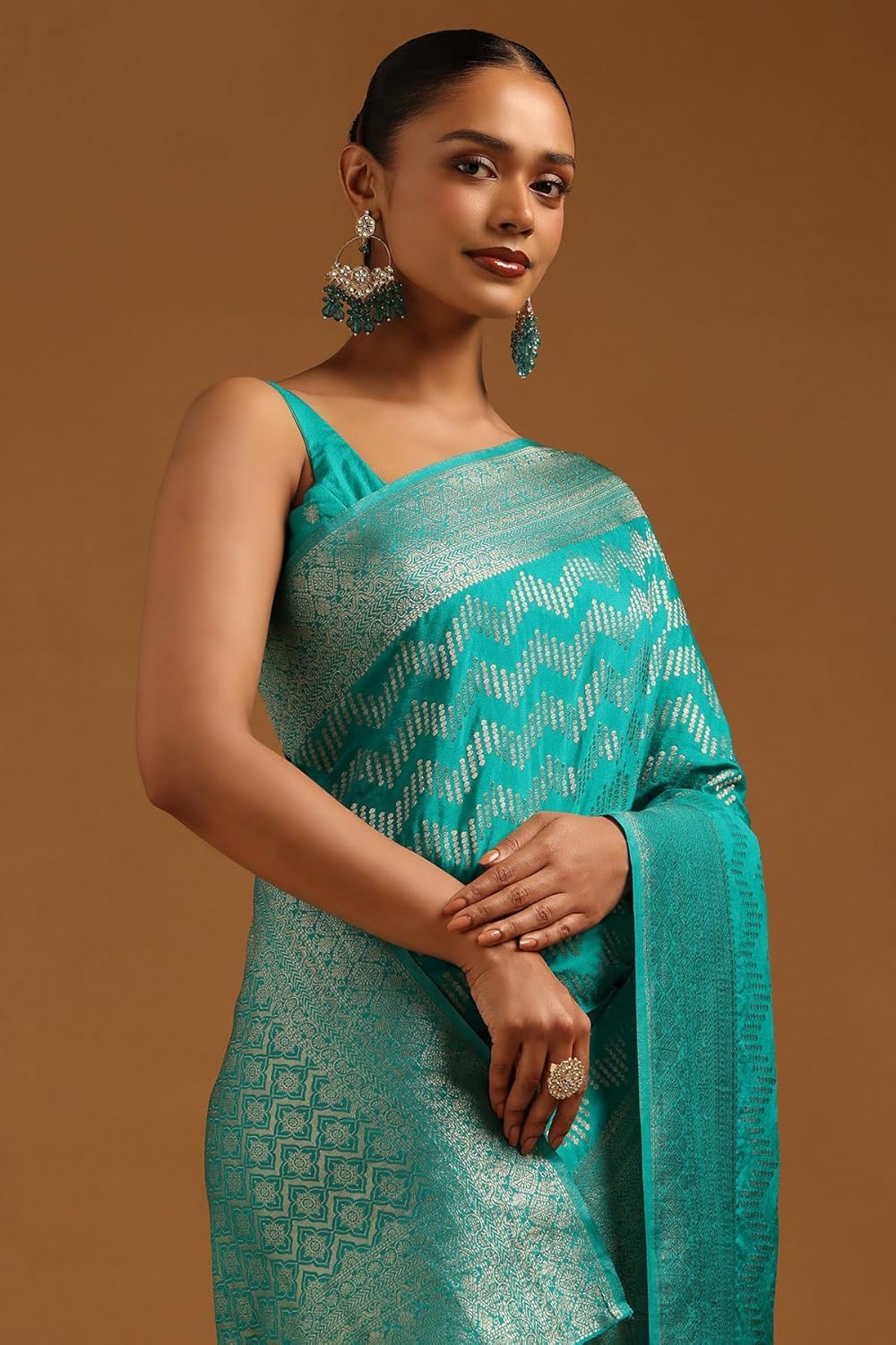 Vasthrlay Orange Woven Saree with elegant Georgette styling