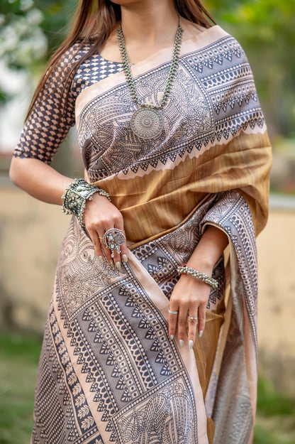 Vasthrlay Classic Traditional Saree with elegant Tussar styling