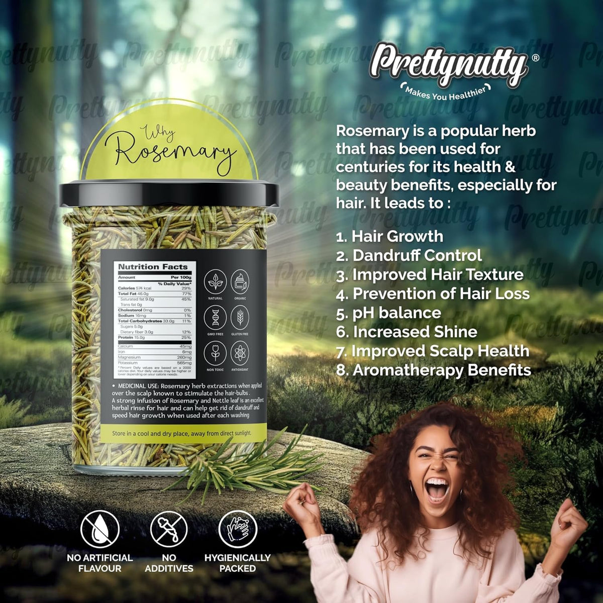 PrettyNutty 100% Natural Rosemary Dried Leaves 100gm