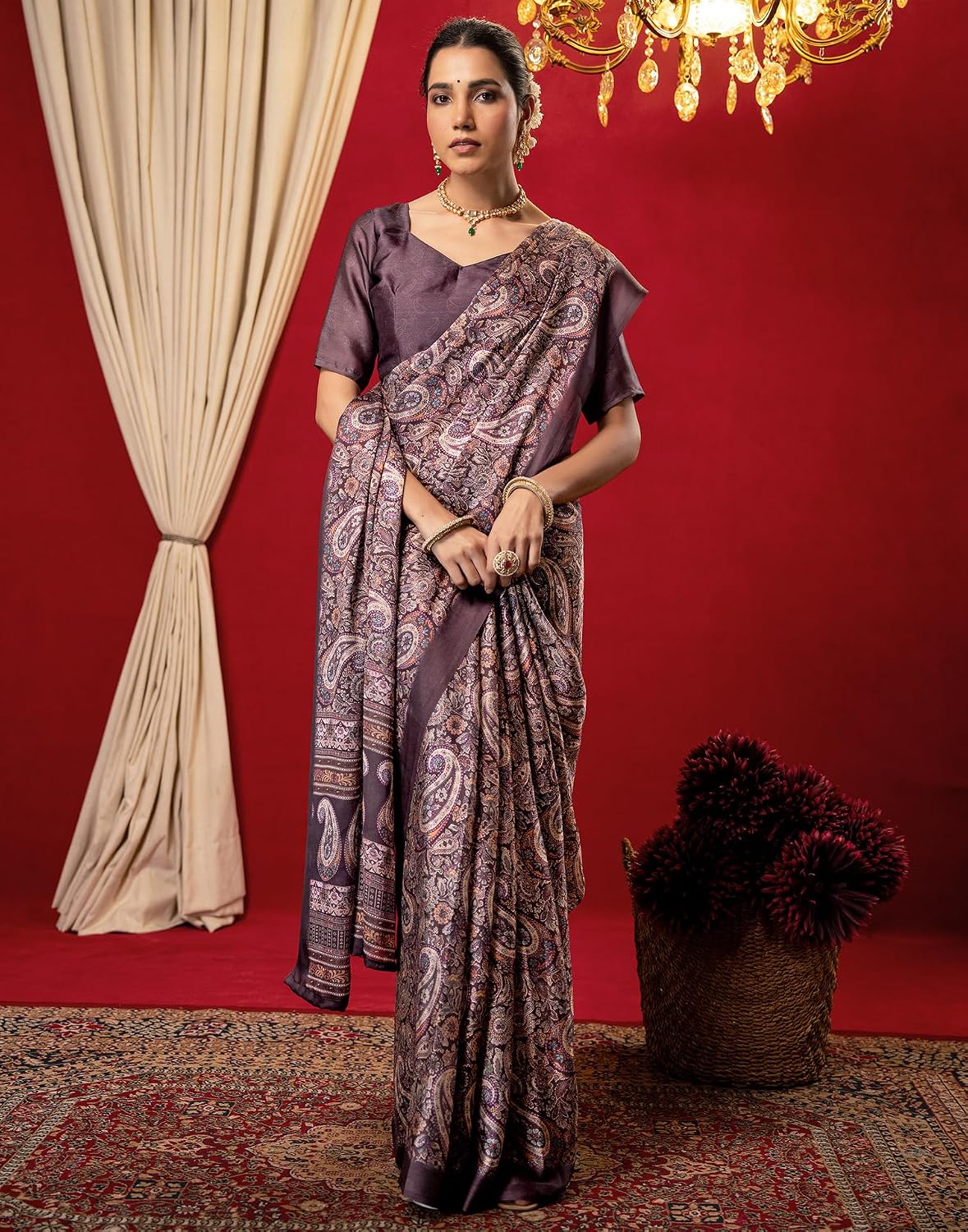 Vasthrlay Chiffon saree in Dark Green colour for festive occasions