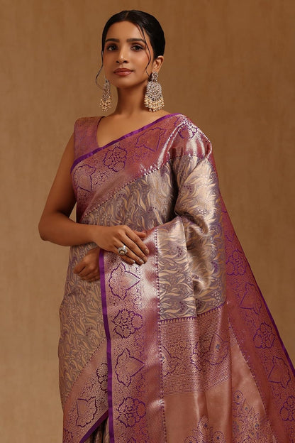 Vasthrlay Purple Traditional Saree with elegant Ethnic styling
