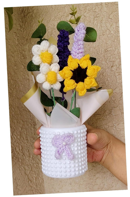 Handmade Artificial Crochet Flower Bouquet - image 3