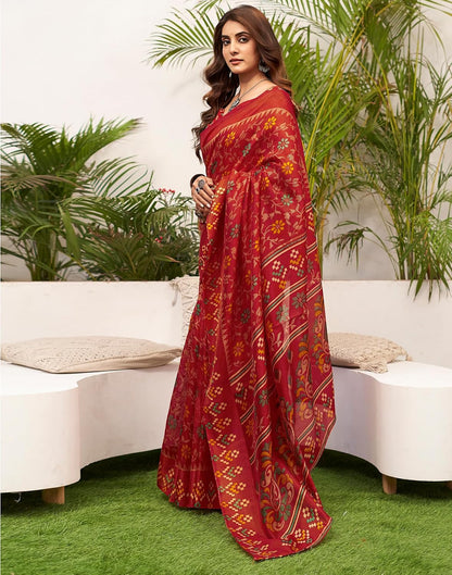 Vasthrlay Green saree with Printed styling and ethnic look