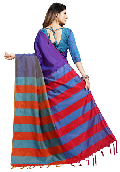 Vasthrlay Ethnic Royal Blue Saree with decorative traditional design