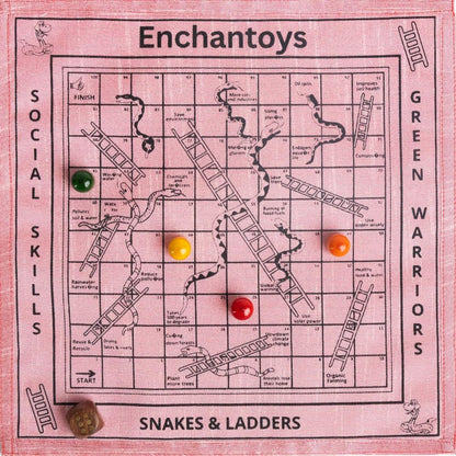 Snakes and ladders Cotton Fabric Board Game