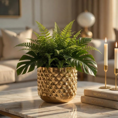 Behoma Metal Indoor Pineapple Texture Golden Planter – PUSHMYCART