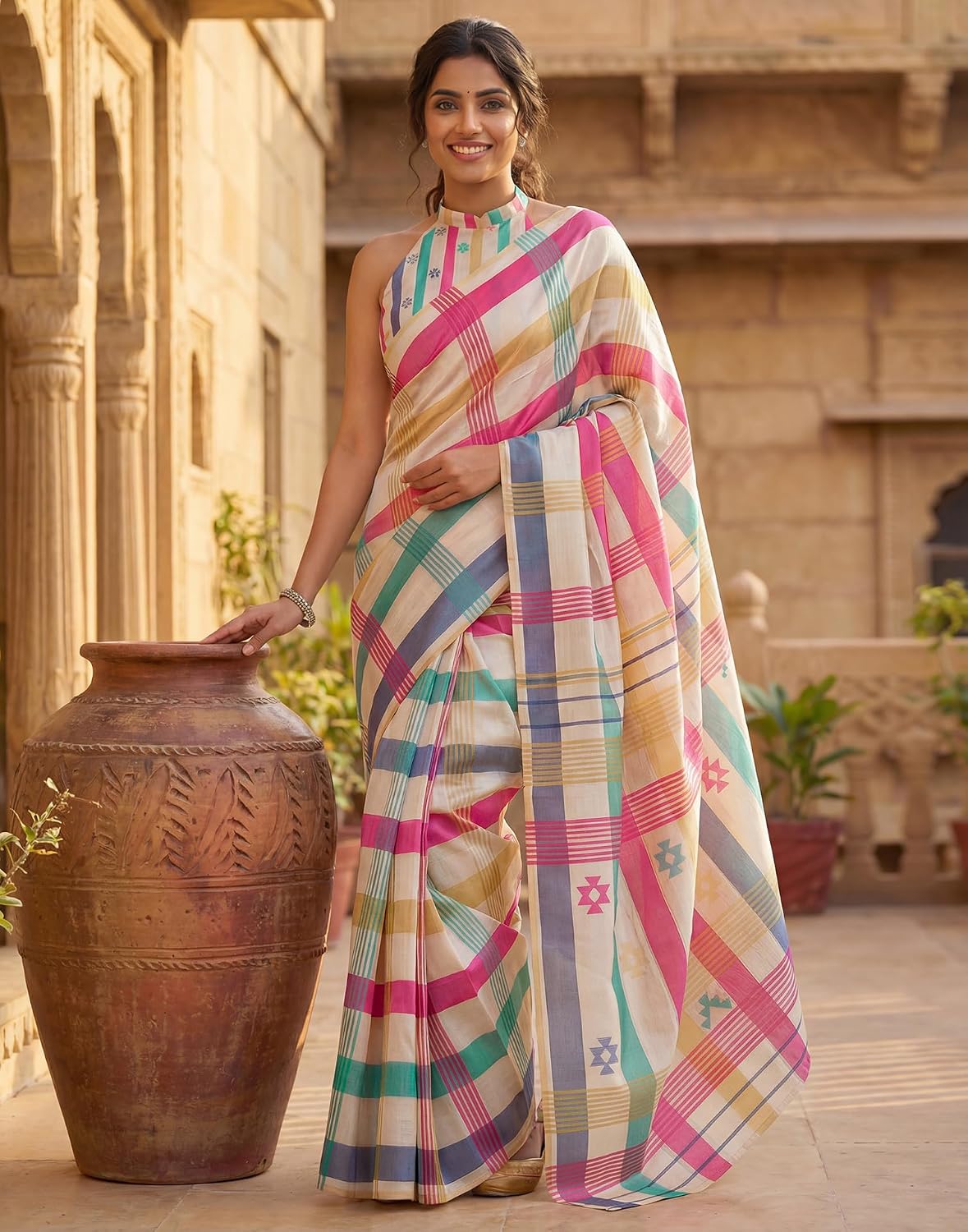 Vasthrlay ethnic saree in Beige colour for festive occasions