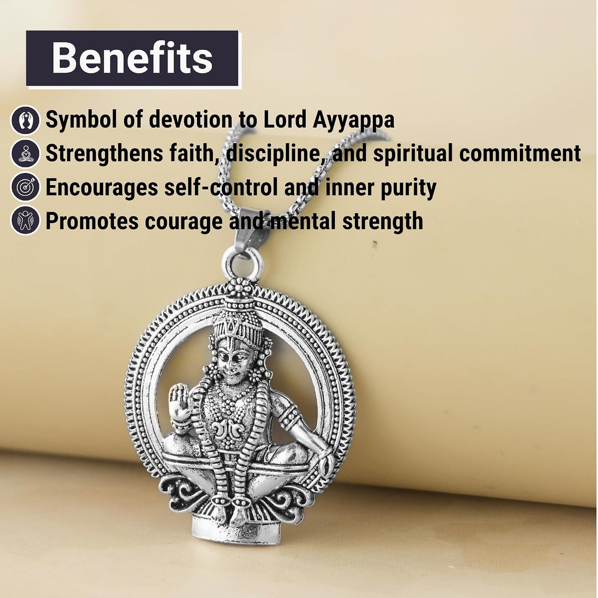 Japam Silver Plated Ayyappa Swamy Locket Necklace