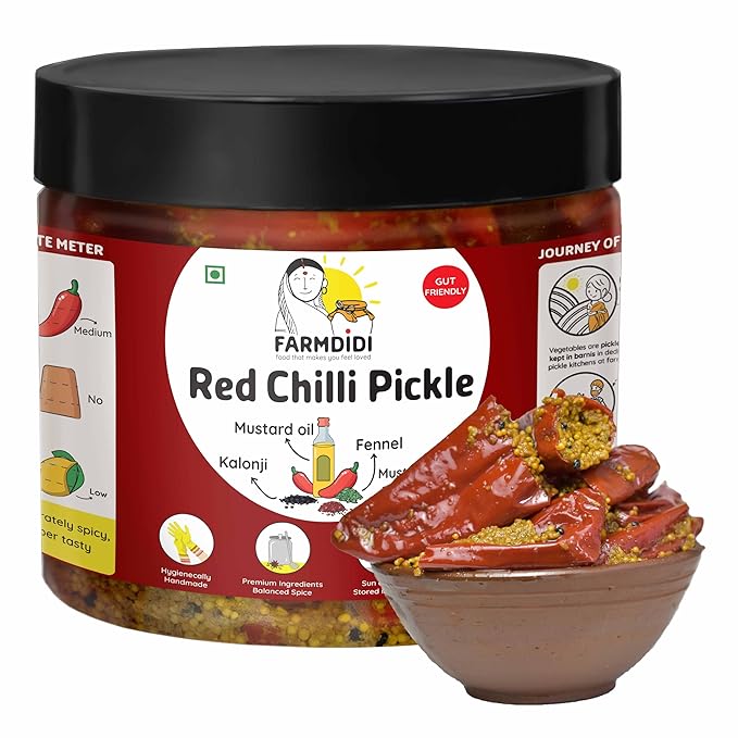 FarmDidi Stuffed Red Chilli Pickle - PUSHMYCART