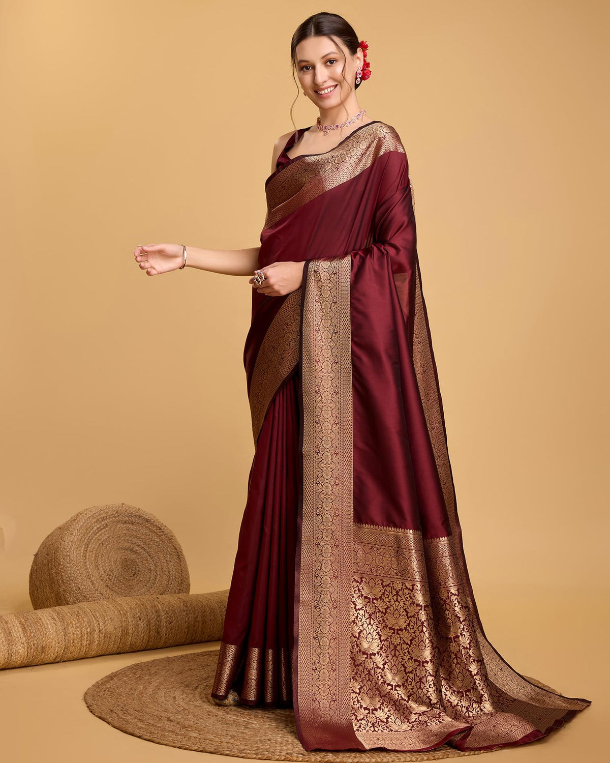 Vasthrlay Kanjivaram Classic Saree with decorative traditional design