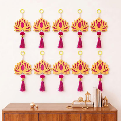 Jeevan Handicraft Pink Tassel Lotus Hanging