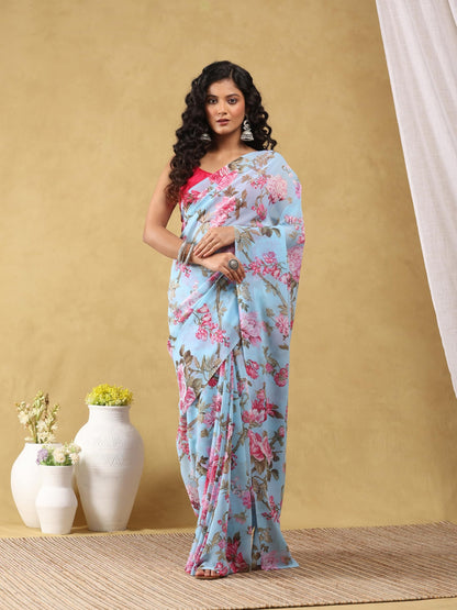 Vasthrlay Classic Floral Saree with elegant georgette styling