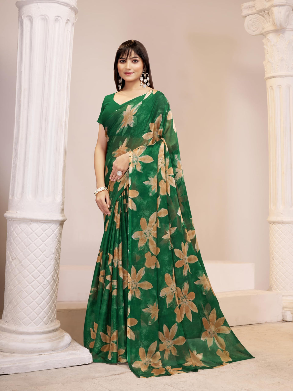Vasthrlay Classic Floral Saree with elegant chiffon styling
