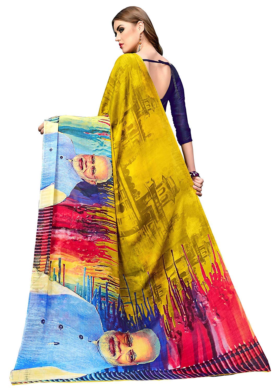 Vasthrlay Mustard Saree for wedding and party wear styling