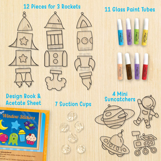 Imagimake Window Art - Rocket - 16 Pieces Glass Painting Set