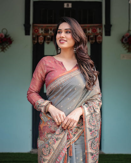Vasthrlay Ethnic Off White Saree with decorative traditional design