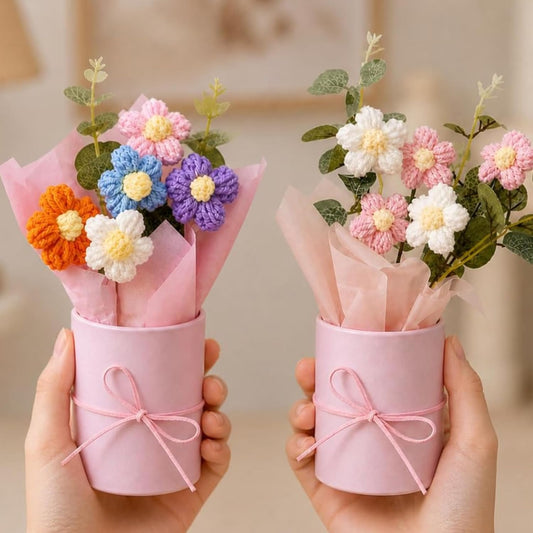 Handmade Crochet Flower Bouquet Set of 2 (Multicolor Combo) - image 1