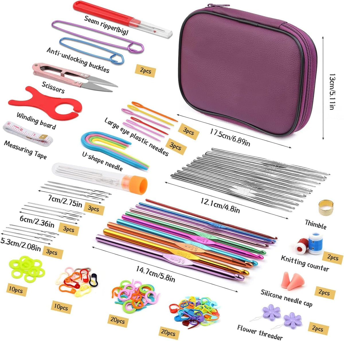 110 Pcs Crochet Hook Set and Knitting Needles Set - image 2