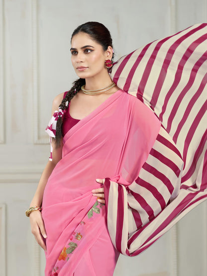 Vasthrlay Georgette Classic Saree with decorative traditional design