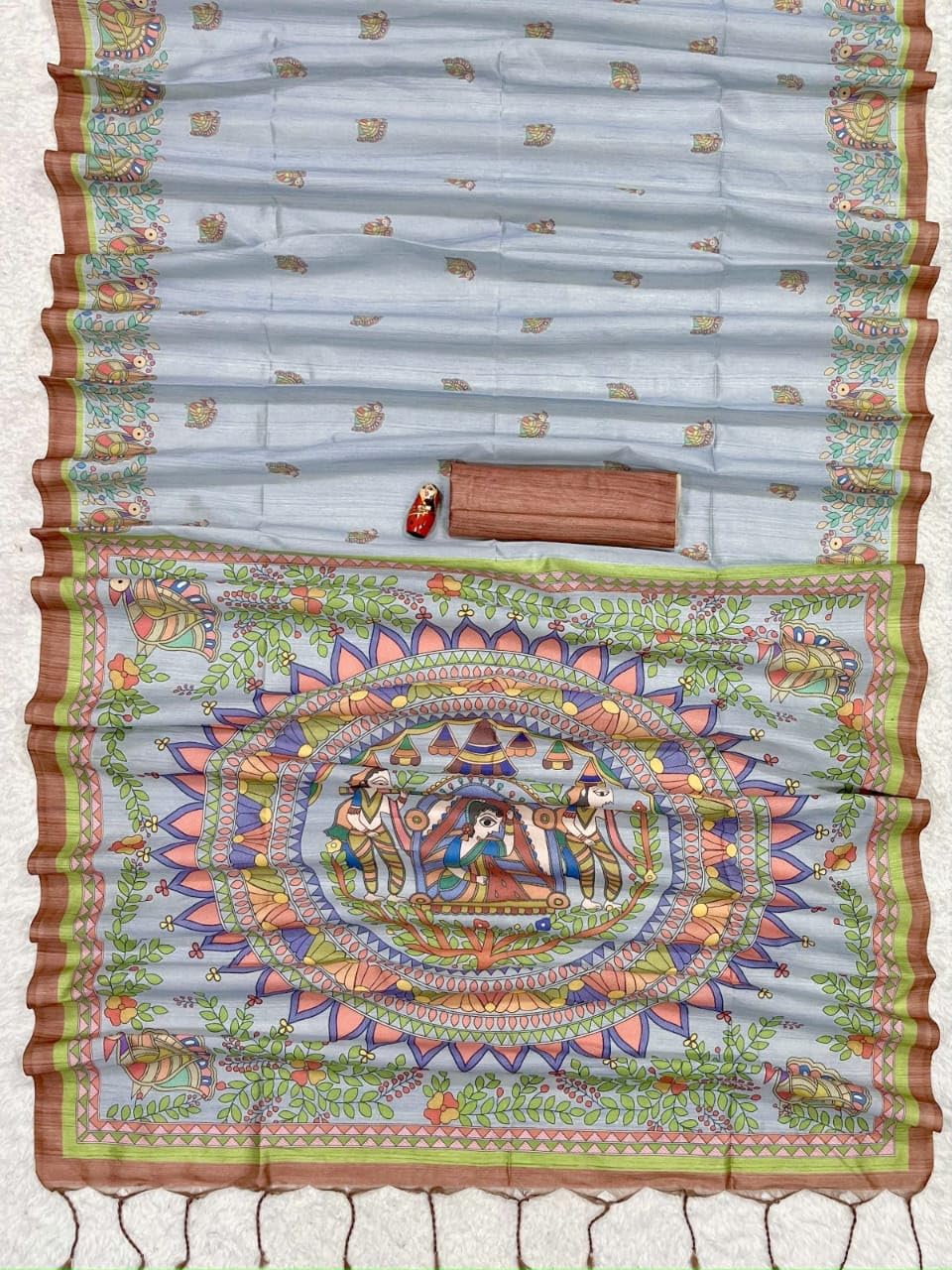 Vasthrlay Classic Tussar Madhubani Saree for festive ethnic occasions