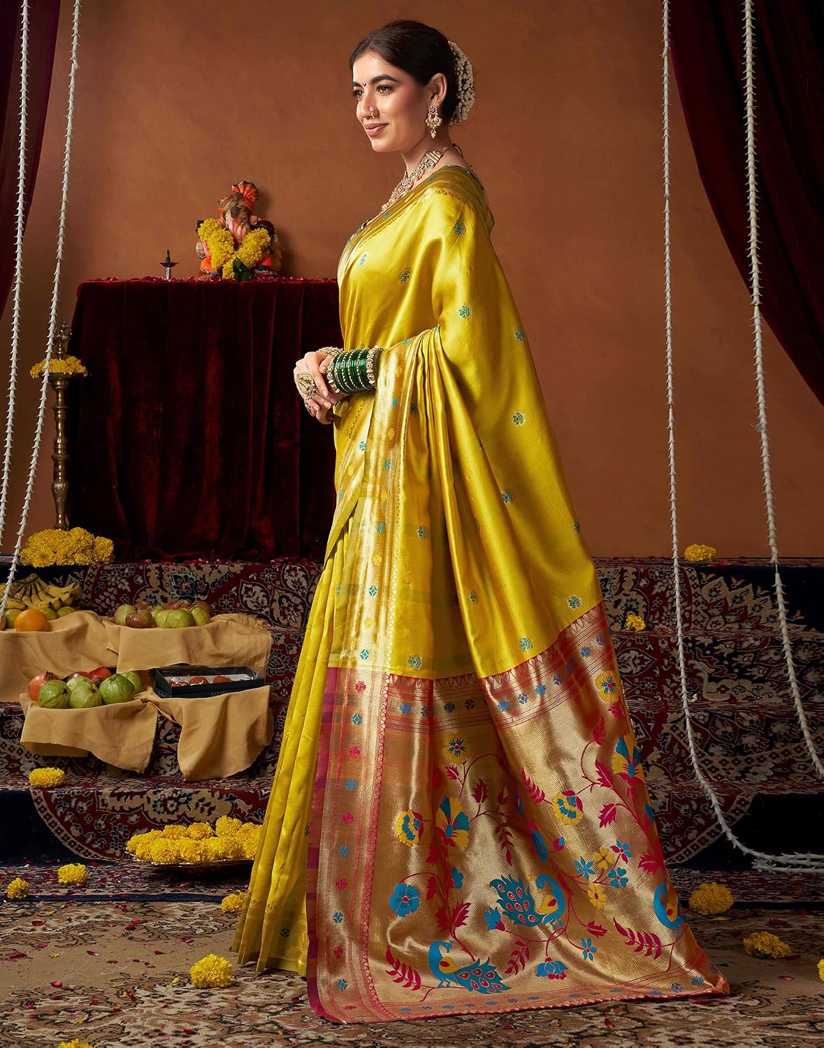 Vasthrlay ethnic saree in Pink colour for festive occasions