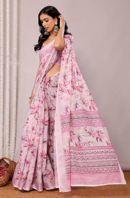 Vasthrlay Cotton Classic Saree with decorative printed design
