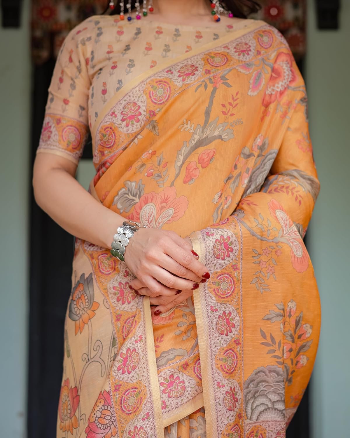 Vasthrlay Cotton Classic Saree with decorative tassels design