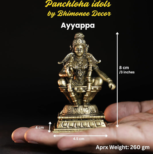 Ayyappa idol size 8 cm tall on a palm