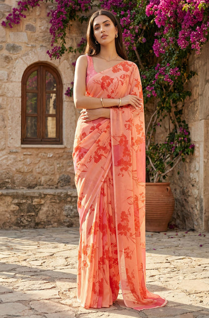 Vasthrlay Georgette Classic Saree with decorative printed design