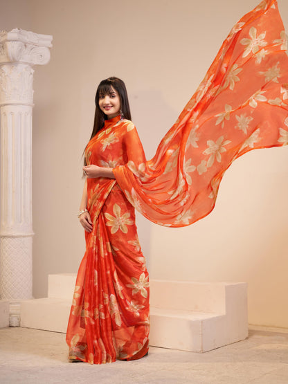 Vasthrlay Classic Floral Saree with elegant chiffon styling