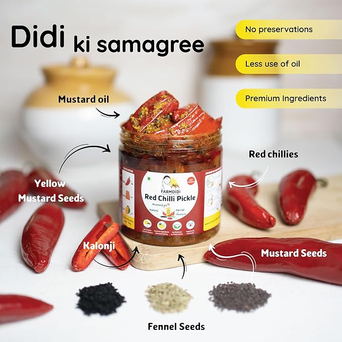 FarmDidi Stuffed Red Chilli Pickle - PUSHMYCART