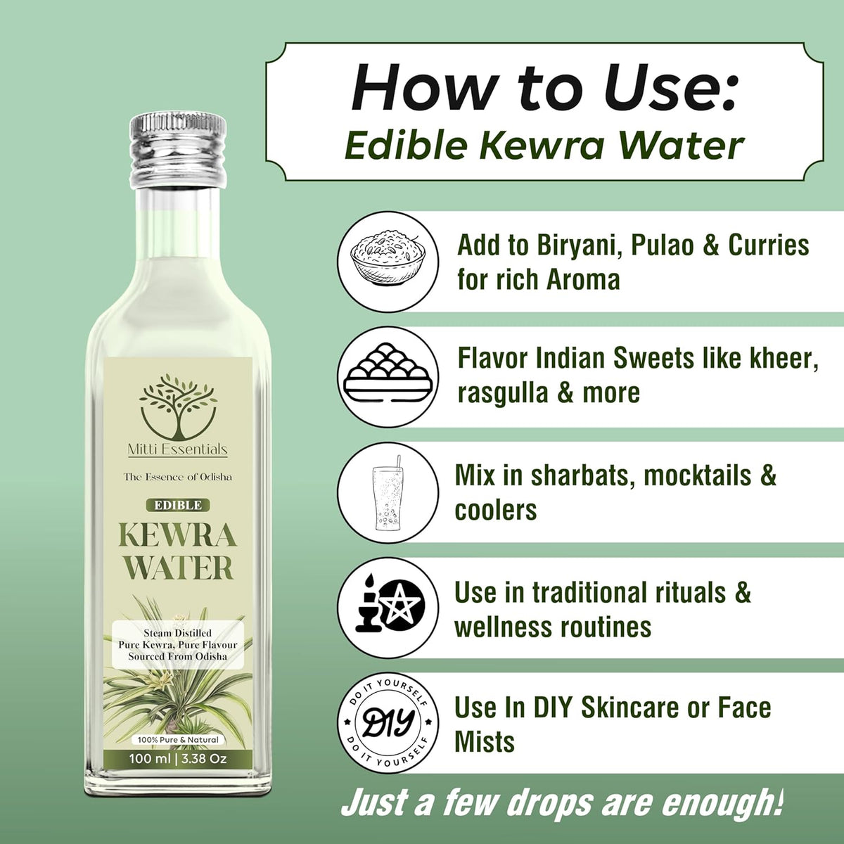 Mitti Essentials Edible Kewra Water