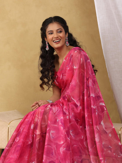 Vasthrlay Chiffon Classic Saree with decorative floral design