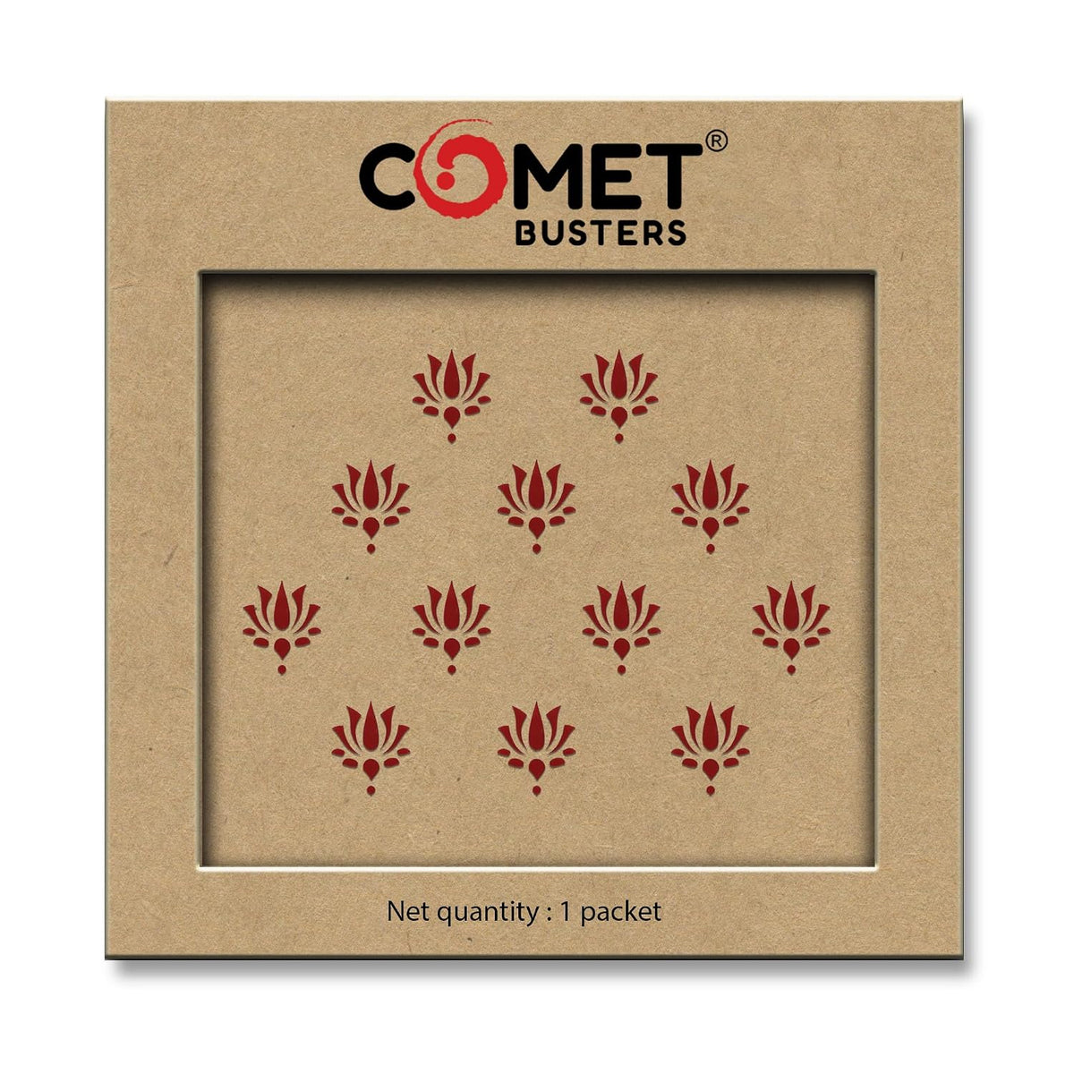 Comet Busters Maroon Lotus Designer Bindis 10 mm 12 Bindis