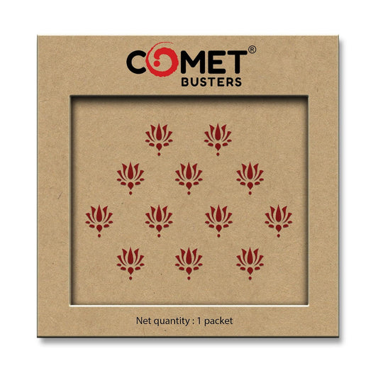 Comet Busters Maroon Lotus Designer Bindis 10 mm 12 Bindis