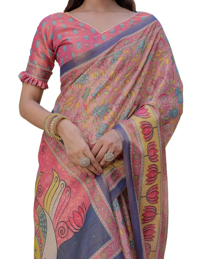 Vasthrlay Multi Colour Cotton Traditional Saree for festive ethnic occasions