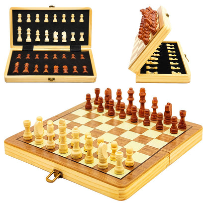 VGRASSP Foldable Wooden Magnetic Chess Board Set 12 Inch
