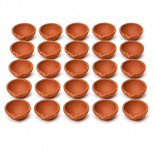 OceanLive Traditional Natural Clay Mitti Diya Set of 25