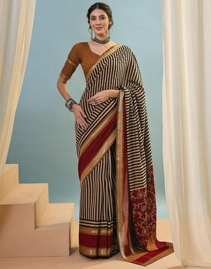Vasthrlay Maroon saree with Printed styling and ethnic look