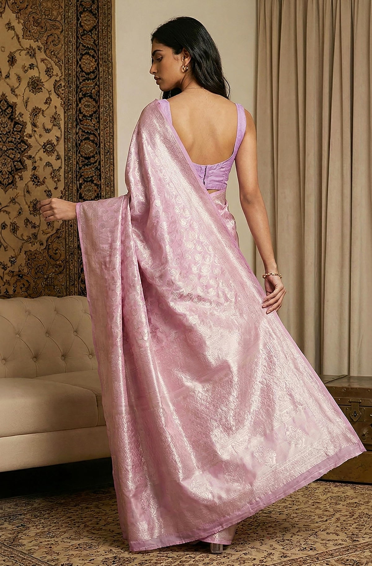 Vasthrlay Lavender Traditional Saree for wedding and party wear styling