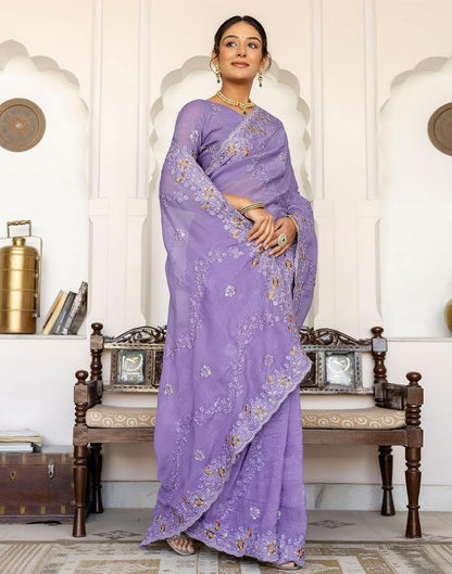 Vasthrlay Maroon saree with Embroidery styling and ethnic look