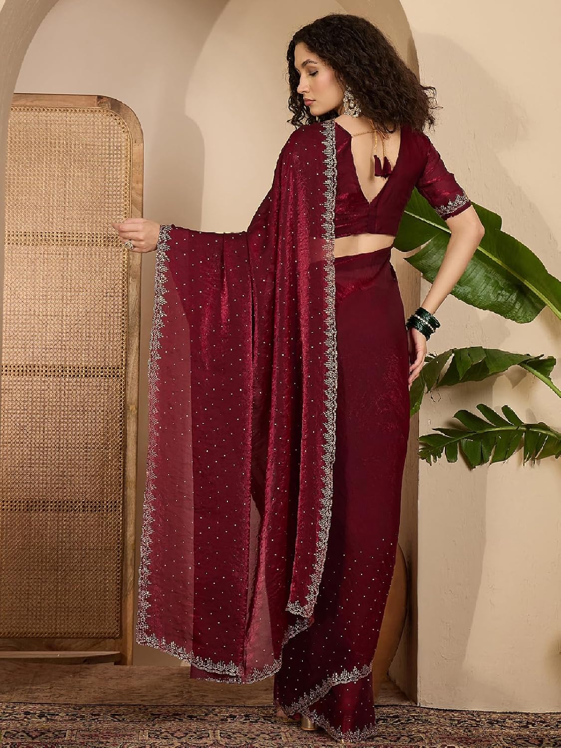 Vasthrlay Georgette Classic Saree with decorative embroidery design