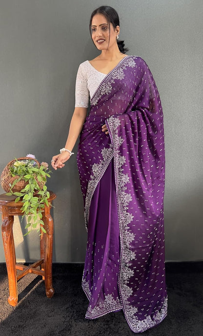 Vasthrlay Classic Border Saree with elegant Georgette styling
