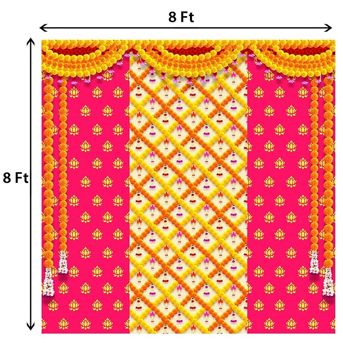 Dhara Pink Lotus Backdrop Cloth for Pooja Decoration