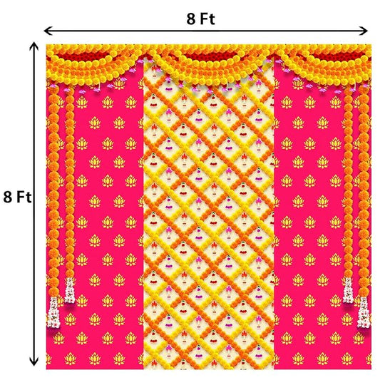 Dhara Pink Lotus Backdrop Cloth for Pooja Decoration