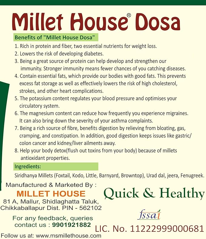 Millet House Instant Millets Dosa Mix - PUSHMYCART